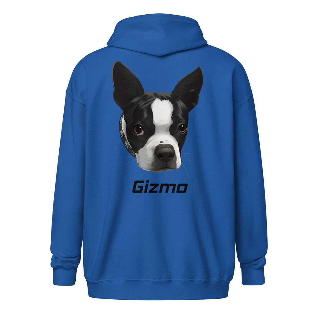 Custom Boston Terrier Dog Unisex Heavy Blend Zip Hoodie