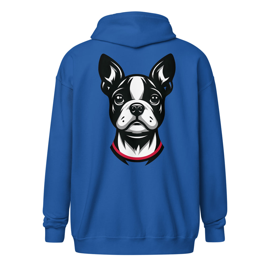 Minimalist Boston Terrier Face Design Unisex Heavy Blend Zip Hoodie