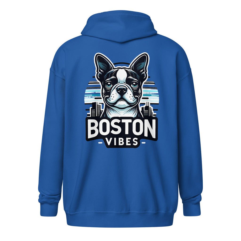 Boston Terrier Vibes Unisex Heavy Blend Zip Hoodie