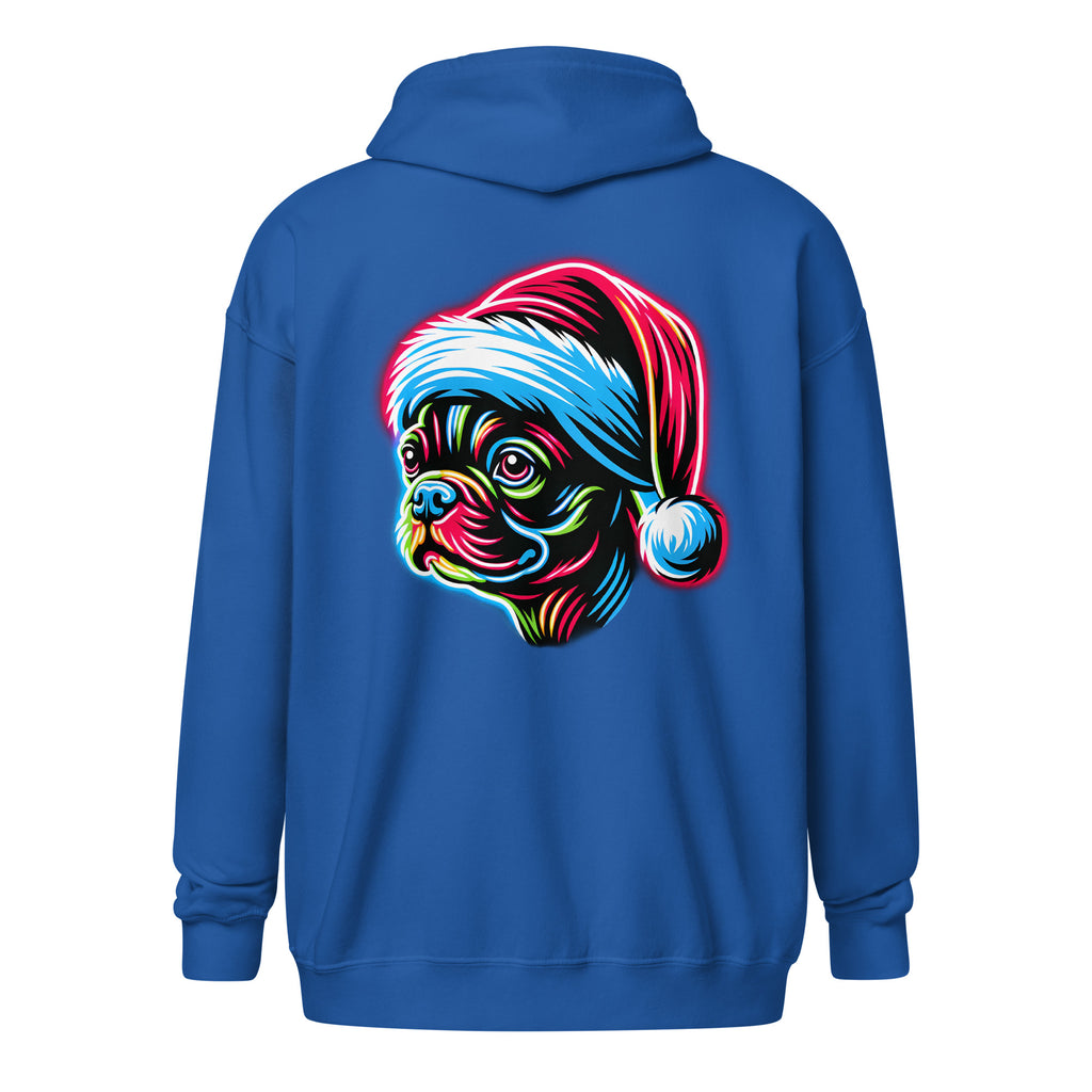 Bright Boston Holiday - Santa Pup Style Unisex Heavy Blend Zip Hoodie