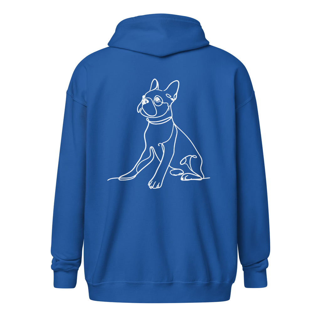 Line Drawn Boston Terrier Dog Unisex Heavy Blend Zip Hoodie