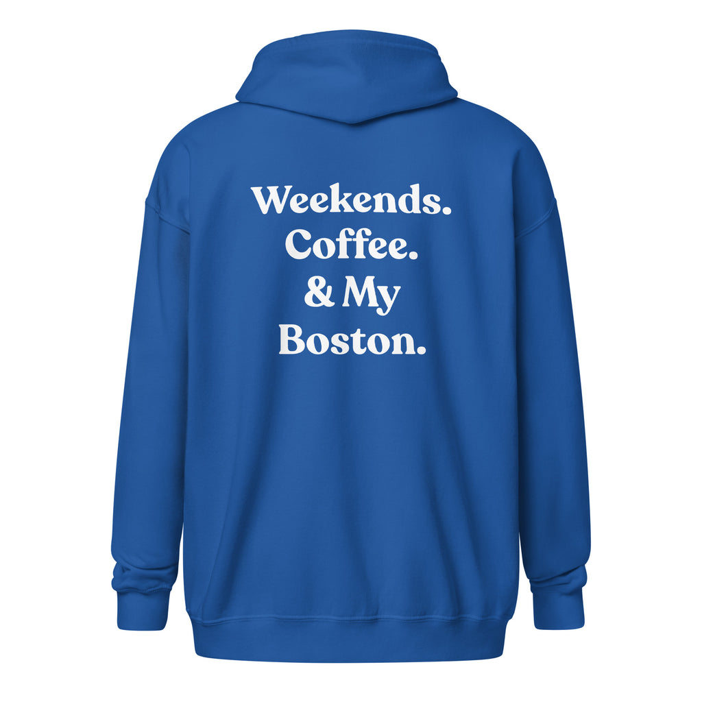 Weekends Coffee And Boston Terrier Unisex Heavy Blend Zip Hoodie