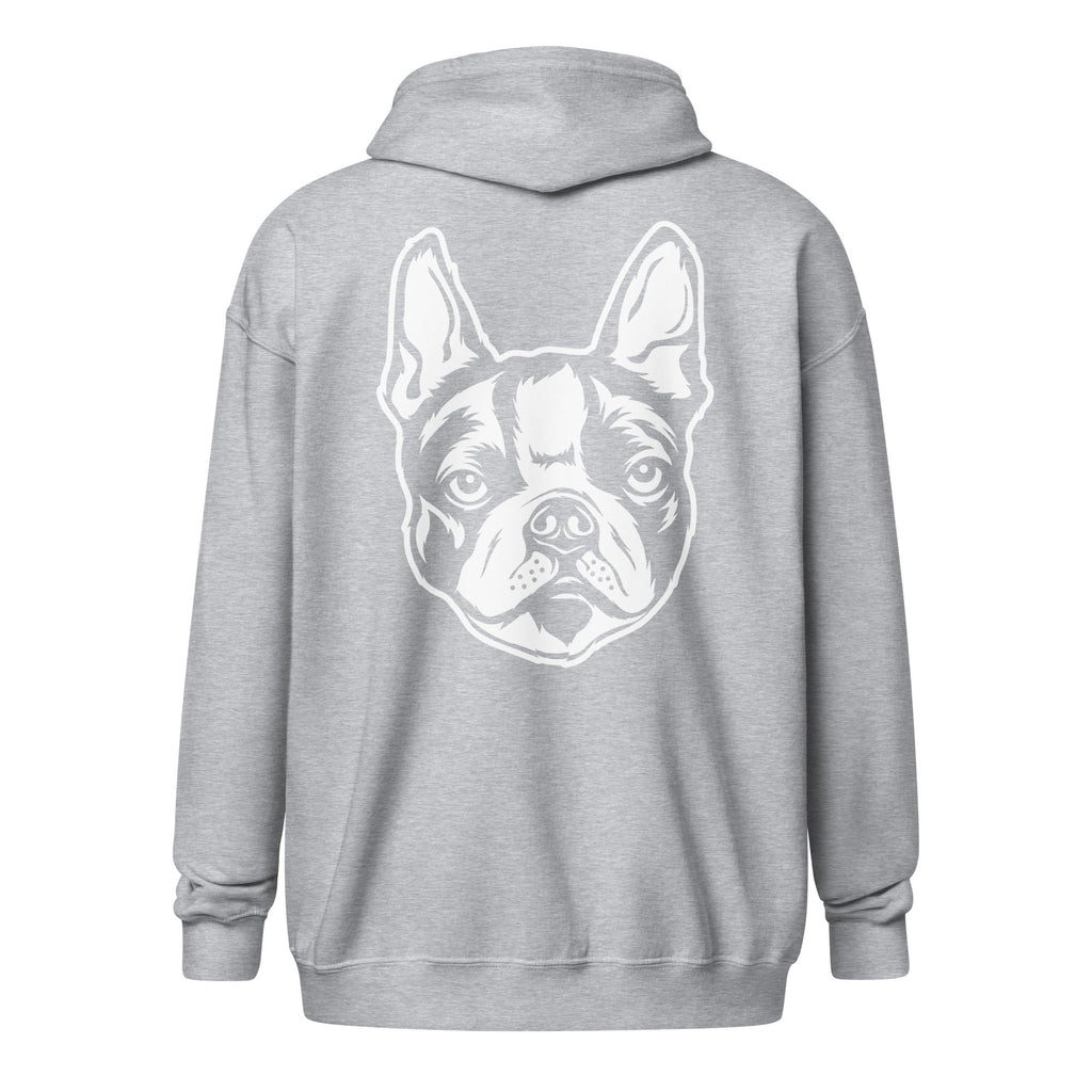 Boston Terrier Face Unisex Heavy Blend Zip Hoodie