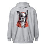 Boston Terrier In A Red Hood Unisex Heavy Blend Zip Hoodie