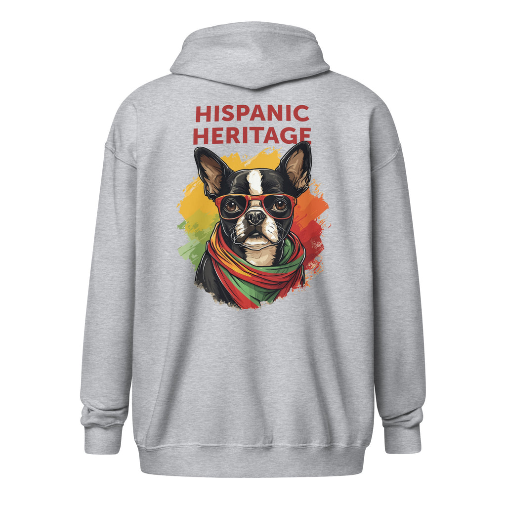 Hispanic Heritage Boston Terrier Dog Unisex Heavy Blend Zip Hoodie