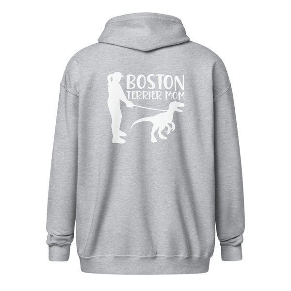 Boston Terrier Mom Dinosaur Heavy Blend Zip Hoodie