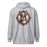 Vintage-Inspired Red Brown Boston Terrier Unisex Heavy Blend Zip Hoodie