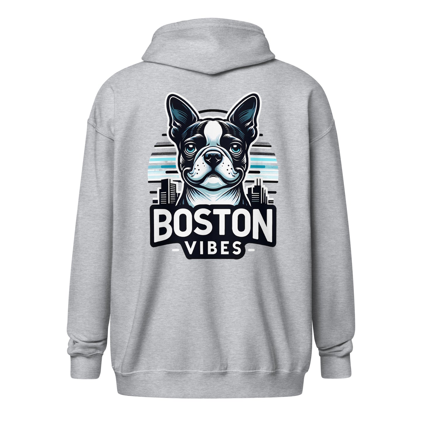 Boston Terrier Vibes Unisex Heavy Blend Zip Hoodie