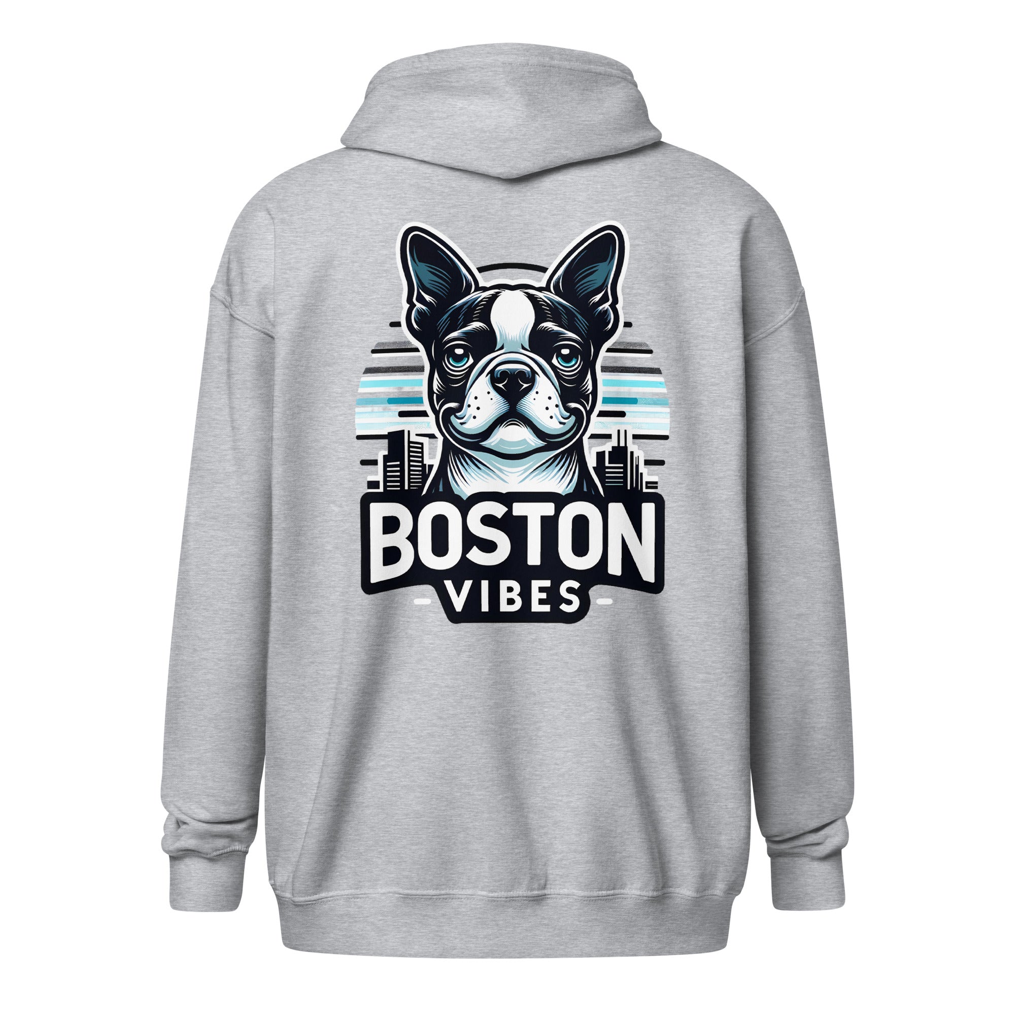Boston Terrier Vibes Unisex Heavy Blend Zip Hoodie