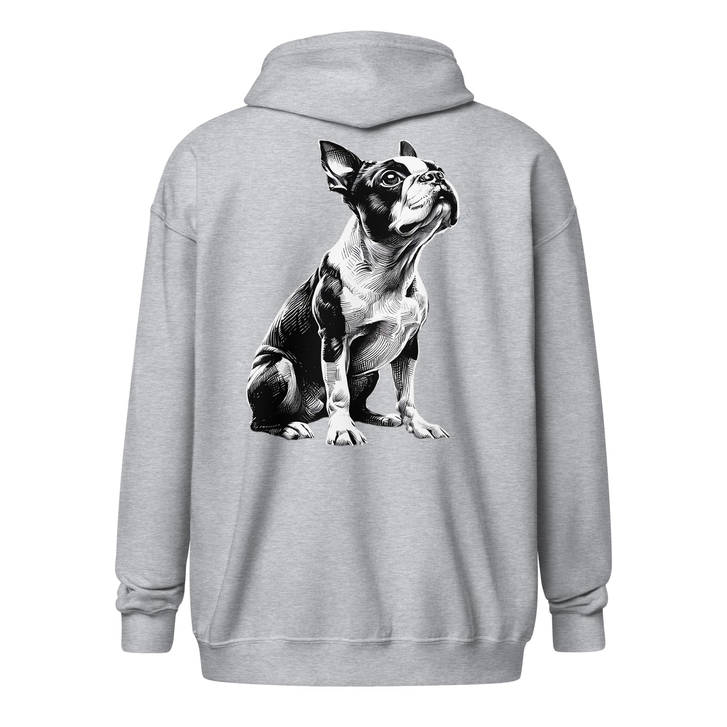 Boston Terrier Line Art Unisex Heavy Blend Zip Hoodie
