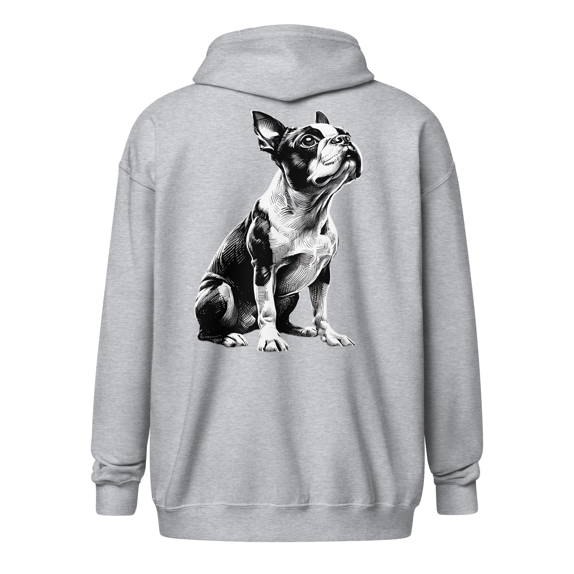 Boston Terrier Line Art Unisex Heavy Blend Zip Hoodie