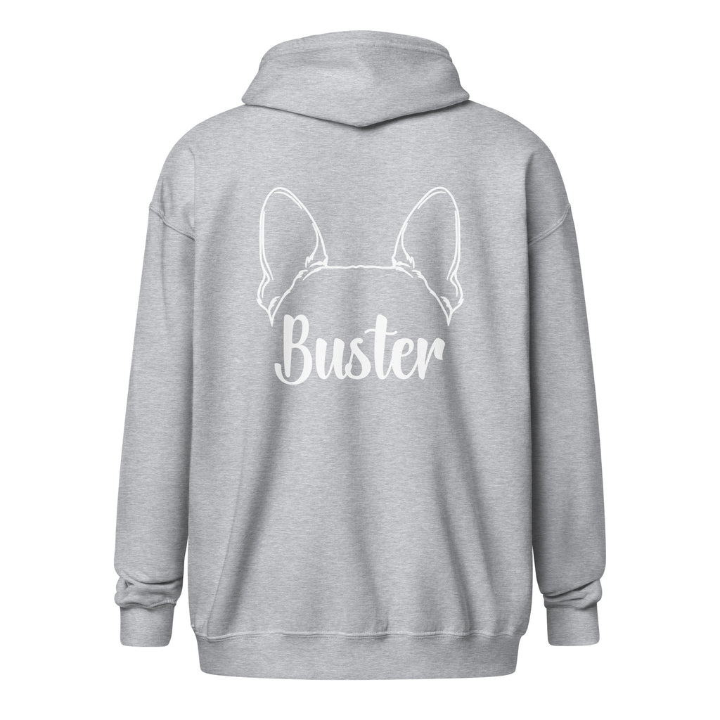 Big Ears With Boston Terrier Name - Custom Unisex Heavy Blend Zip Hoodie