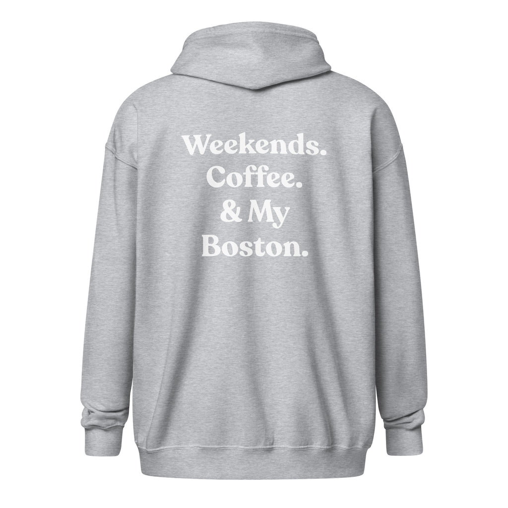 Weekends Coffee And Boston Terrier Unisex Heavy Blend Zip Hoodie