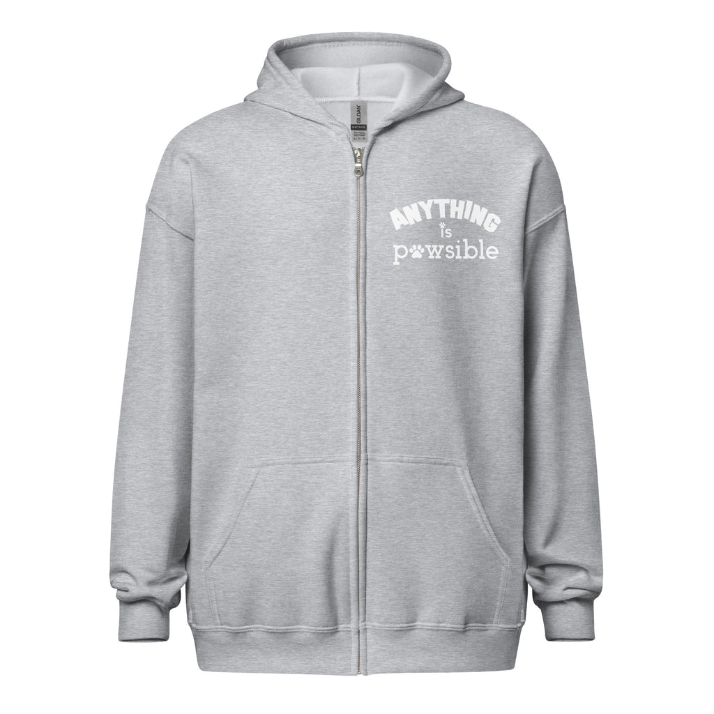 Anything Is Pawsible Unisex Heavy Blend Zip Hoodie