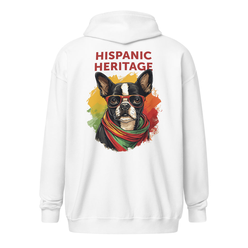 Hispanic Heritage Boston Terrier Dog Unisex Heavy Blend Zip Hoodie