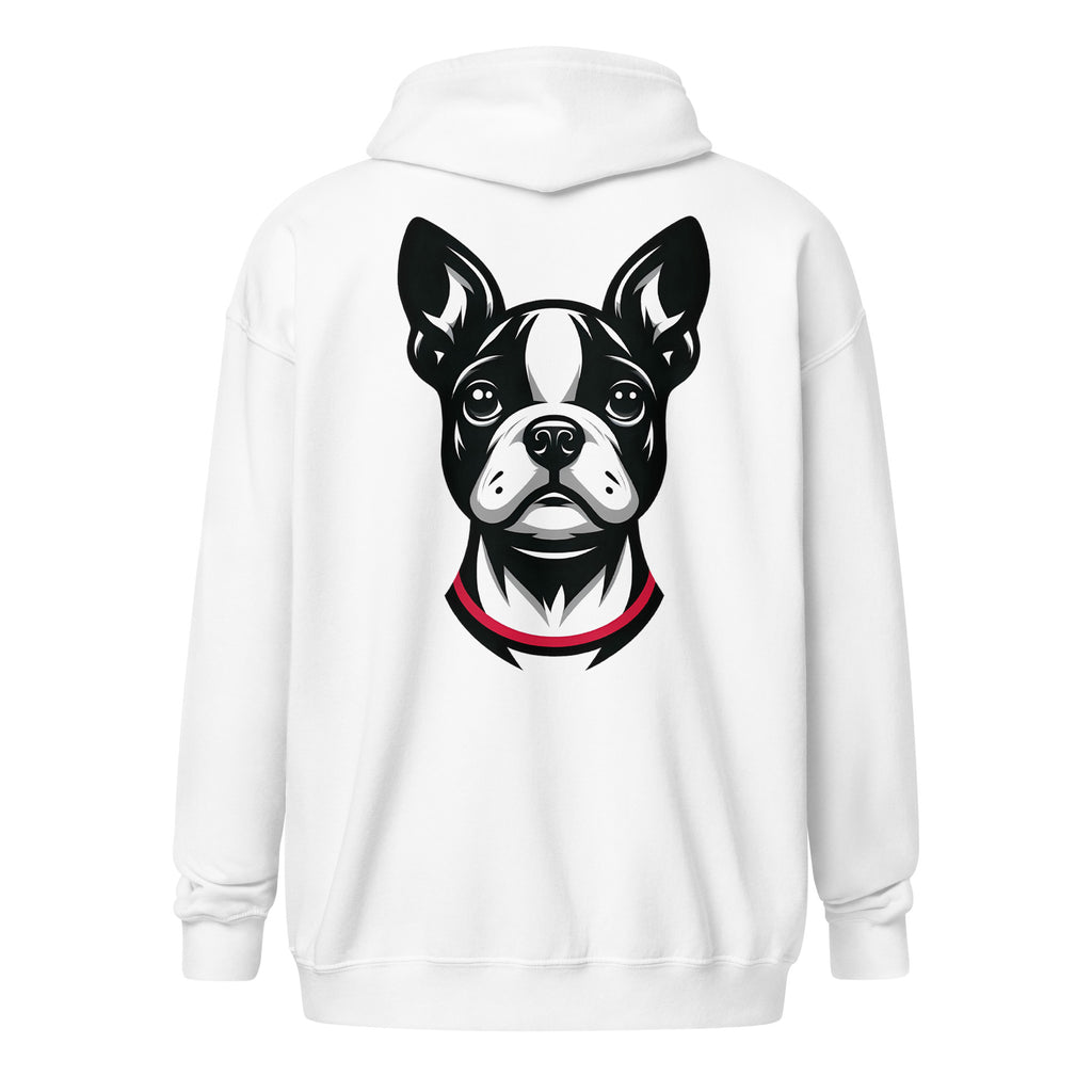 Minimalist Boston Terrier Face Design Unisex Heavy Blend Zip Hoodie