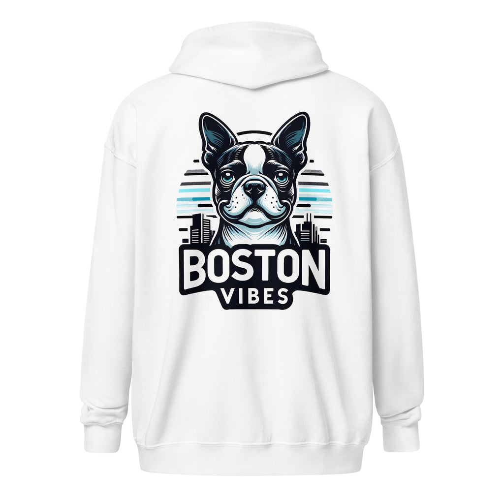 Boston Terrier Vibes Unisex Heavy Blend Zip Hoodie