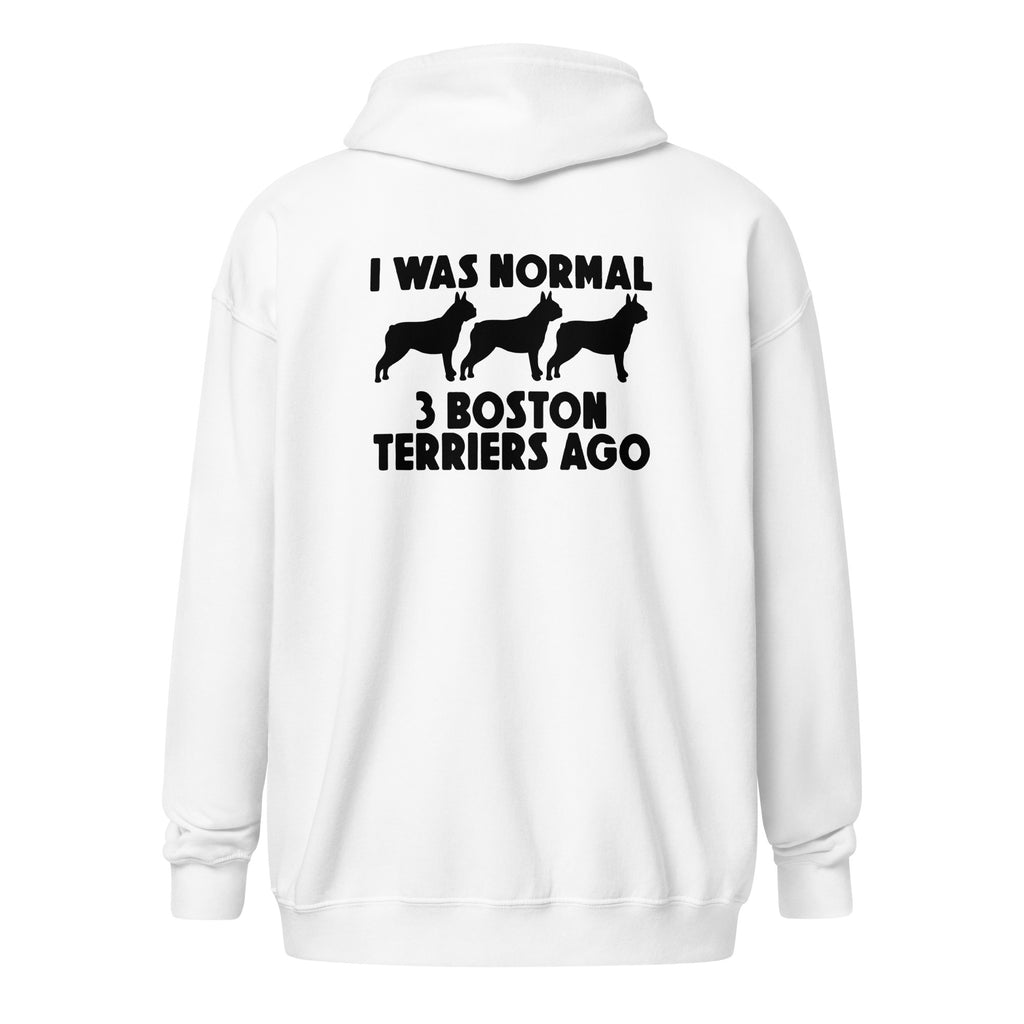 I Was Normal 3 Boston Terriers Ago Unisex Heavy Blend Zip Hoodie