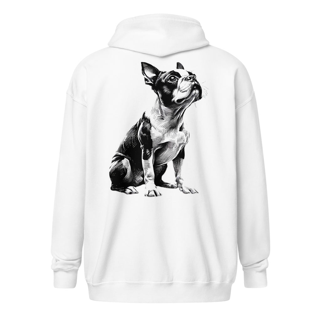 Boston Terrier Line Art Unisex Heavy Blend Zip Hoodie