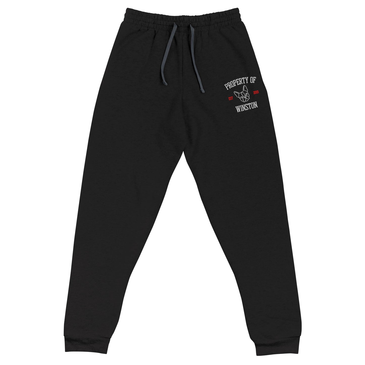 Property Of My Dog Custom Embroidered Unisex Joggers . Black