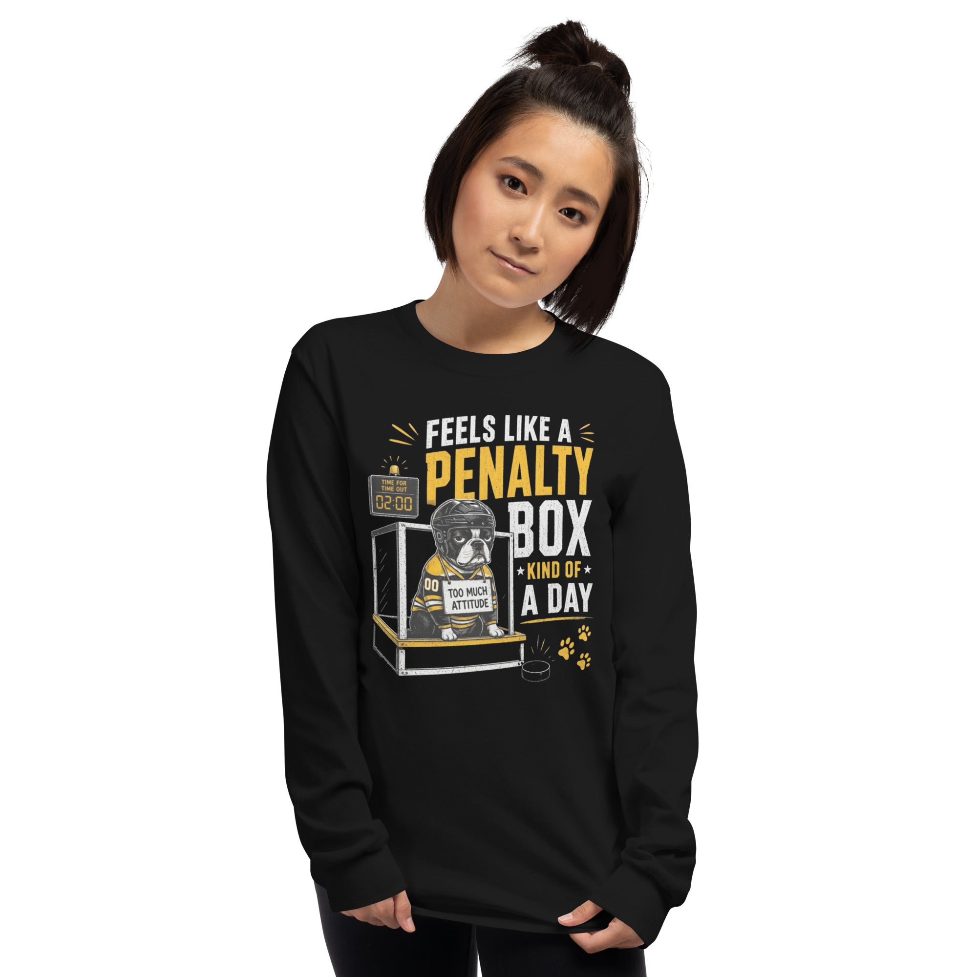 Feels Like a Penalty Box Kind of a Day Funny Ice Hockey Long Sleeve Shirt .