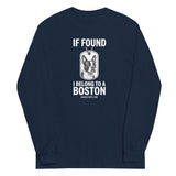 If Found I Belong To A Boston (Handle With Care) Unisex Long Sleeve Shirt . Navy