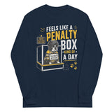 Feels Like a Penalty Box Kind of a Day Funny Ice Hockey Long Sleeve Shirt . Navy