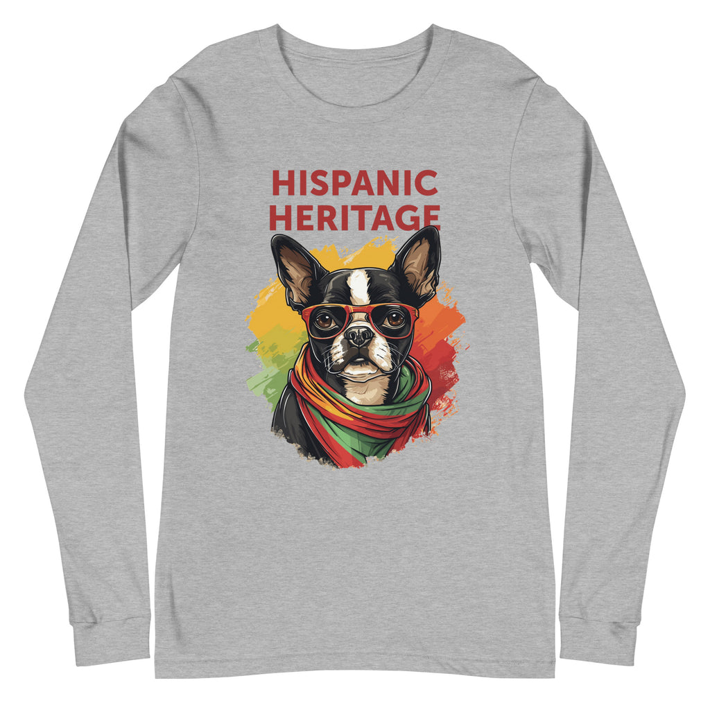 Hispanic Heritage Boston Terrier Dog Unisex Long Sleeve Tee