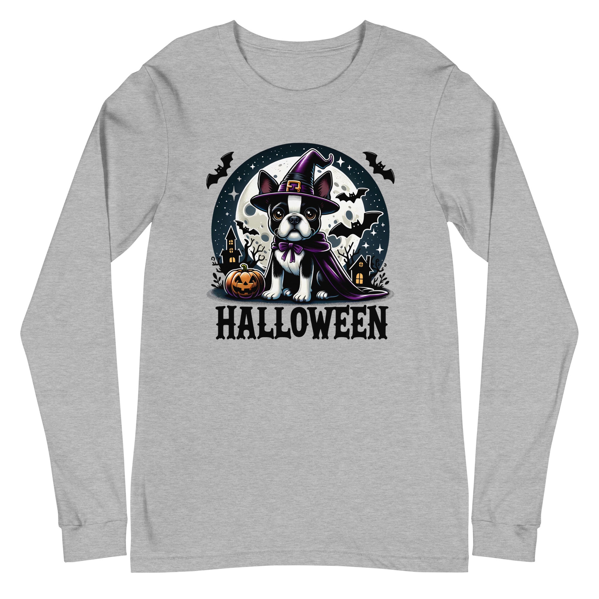 Halloween Boston Terrier Unisex Long Sleeve Tee