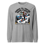 Shred Til You're Dead (Tired) Boston Terrier Snow Club Unisex Long Sleeve Tee . Athletic Heather