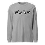 4 Boston Terrier Poses Unisex Long Sleeve Tee . Athletic Heather