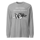 Emotional Support Potato Boston Terrier Dog Unisex Long Sleeve Tee . Athletic Heather