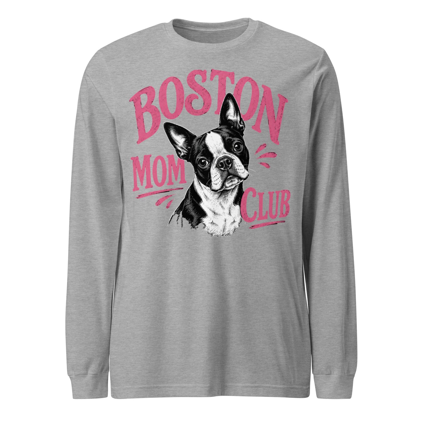 Boston Mom Club Long Sleeve Tee . Athletic Heather