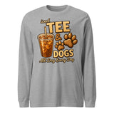 Iced Tea & Dogs All Day Every Day Unisex Long Sleeve Shirt - Funny Dog Lover Tee . Athletic Heather
