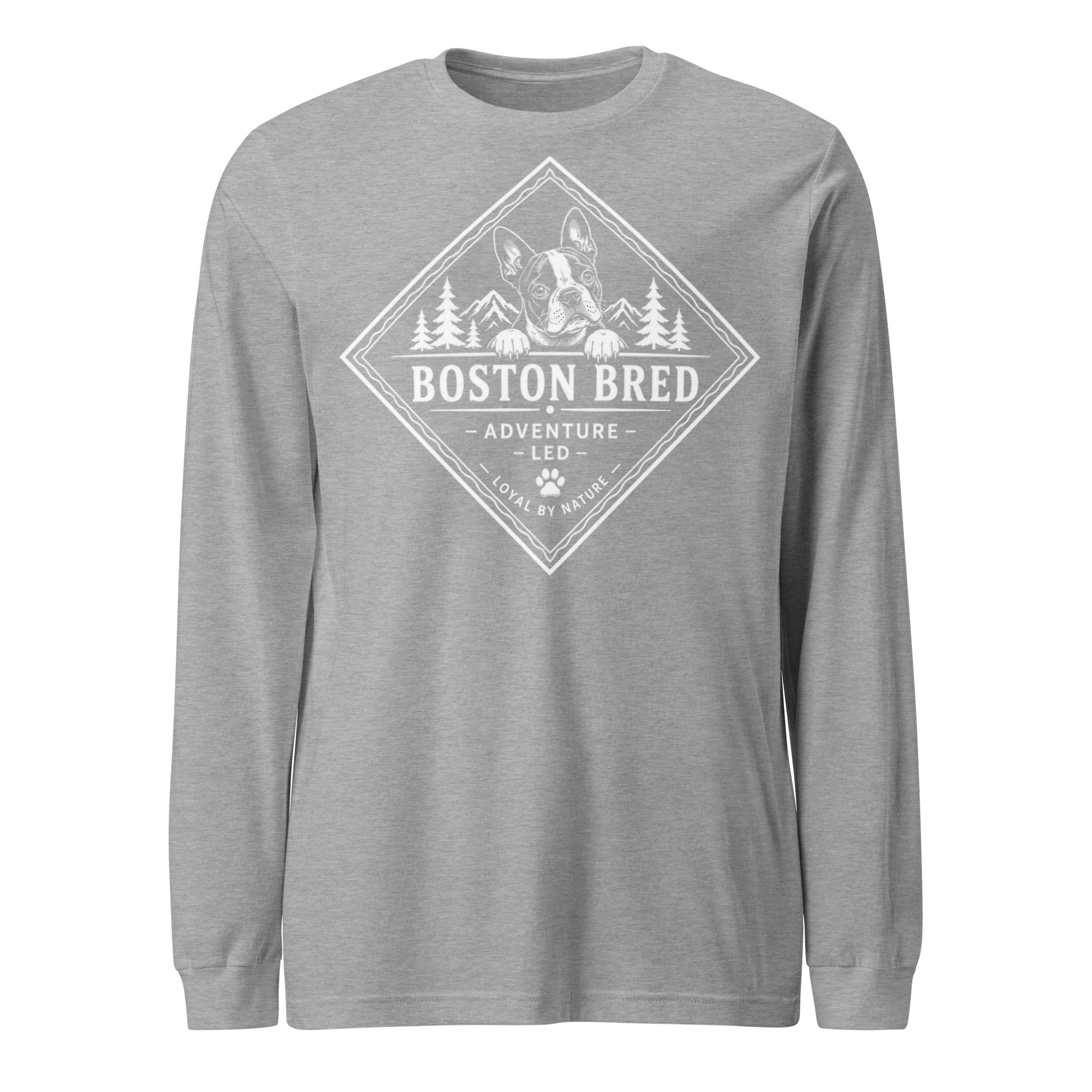 Boston Bred Adventure Led – Outdoor And Hiking Dog Lover Unisex Long Sleeve Tee . Athletic Heather