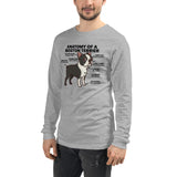 Boston Terrier Anatomy Illustrated Unisex Long Sleeve Tee .