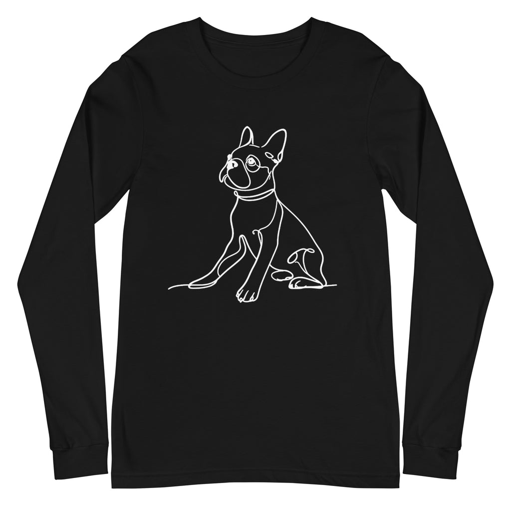 Line Drawn Boston Terrier Unisex Long Sleeve Tee