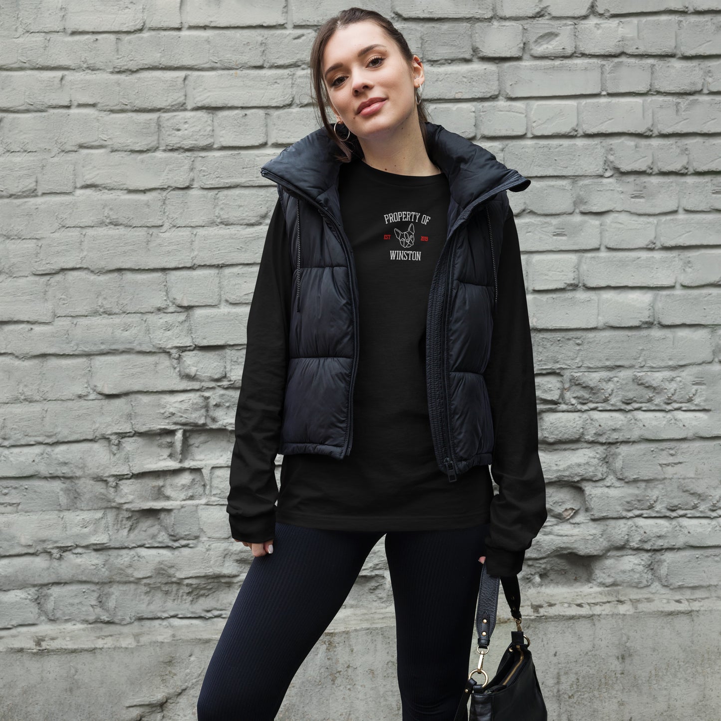 Property Of My Dog Custom Embroidered Unisex Long Sleeve Tee .