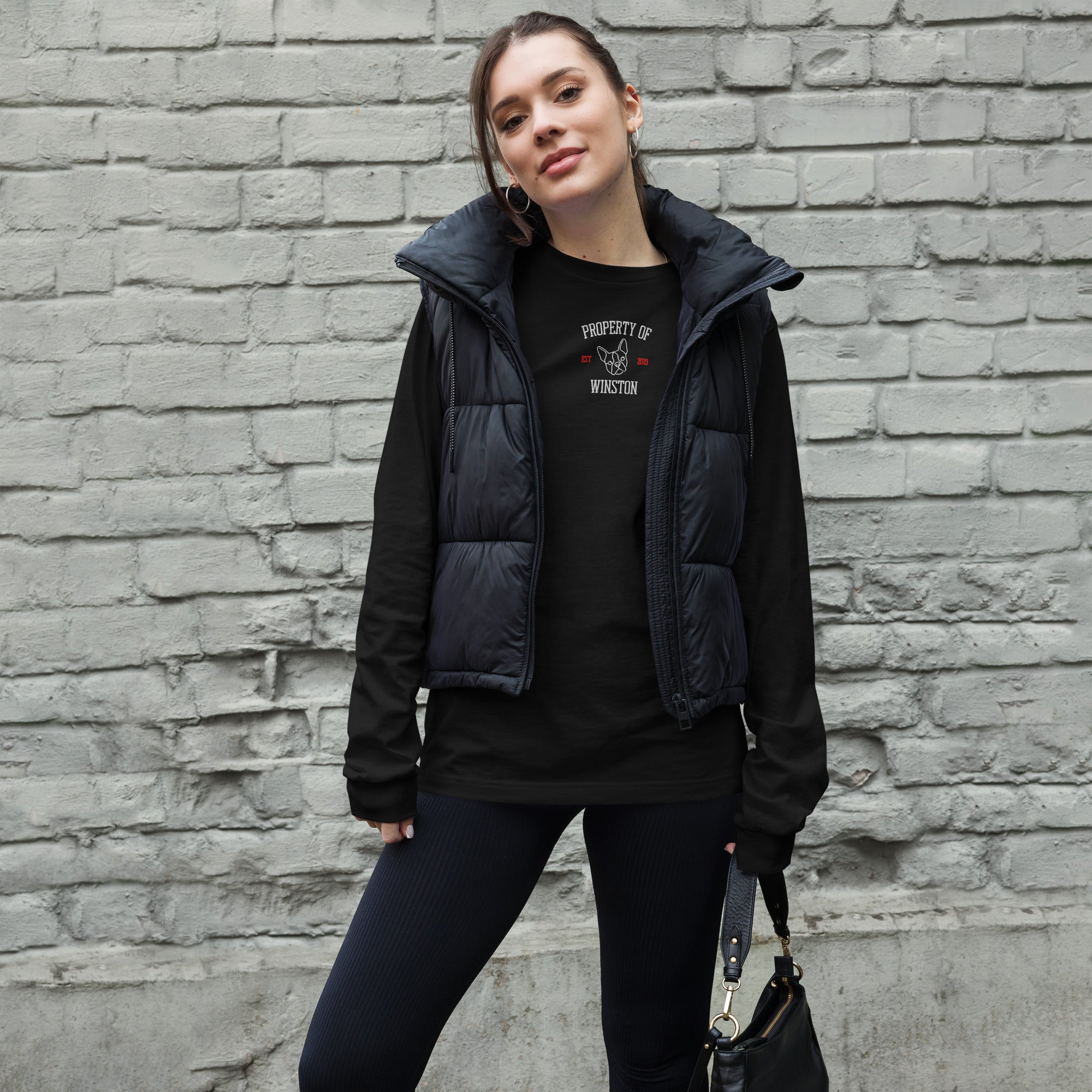 Property Of My Dog Custom Embroidered Unisex Long Sleeve Tee .