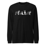 4 Boston Terrier Poses Unisex Long Sleeve Tee . Black