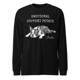 Emotional Support Potato Boston Terrier Dog Unisex Long Sleeve Tee . Black
