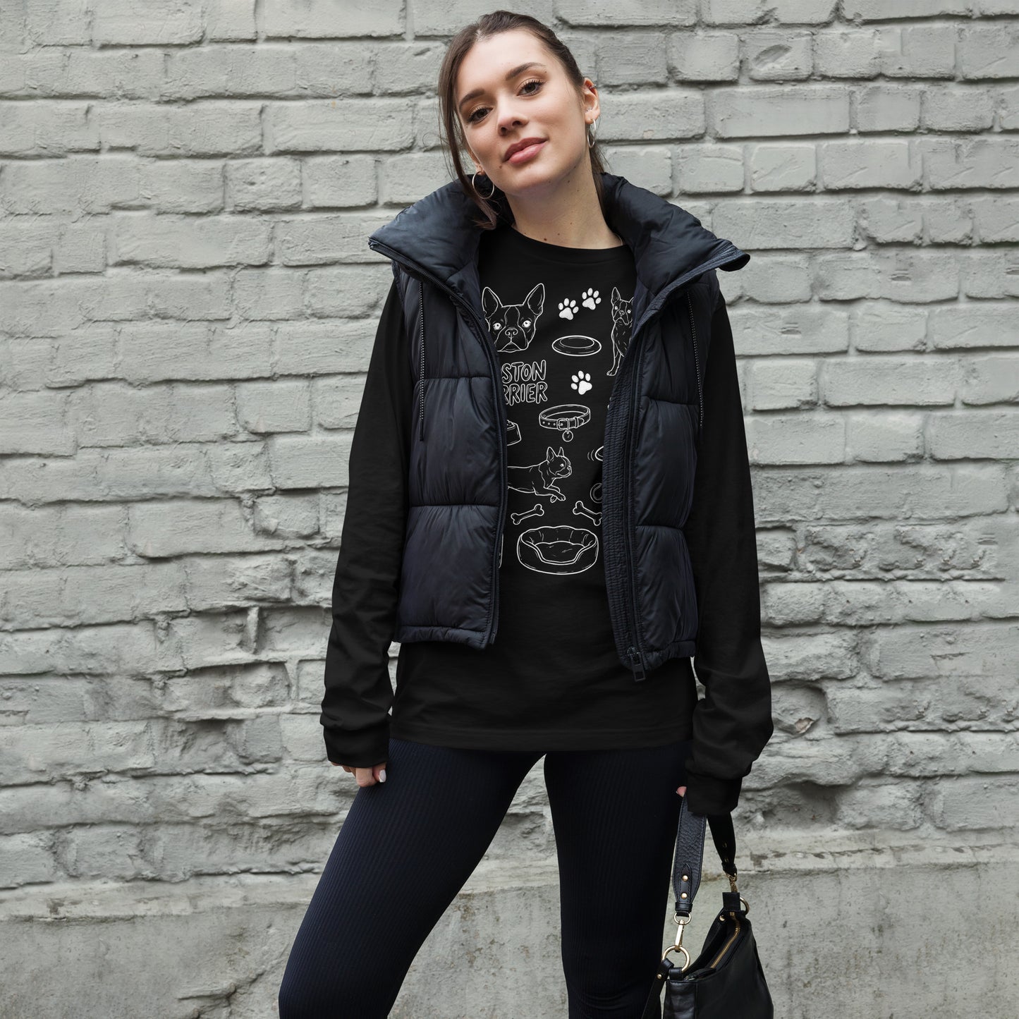 Boston Terrier Doodle Dog Lover Unisex Long Sleeve Tee .