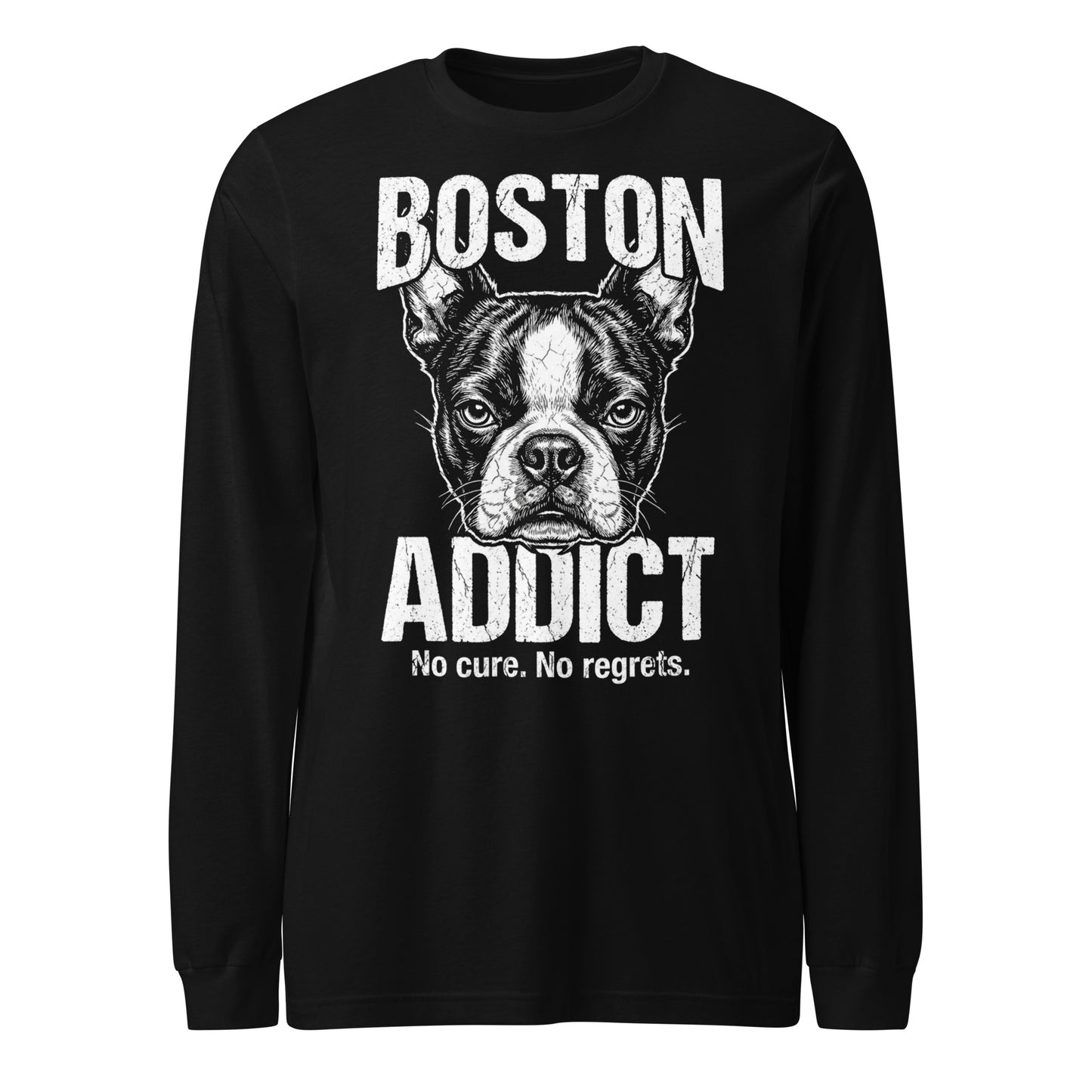 Boston Addict (No Cure. No Regrets.) Unisex Long Sleeve Tee . Black