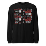 Boston Terrier Word Collage Unisex Long Sleeve Tee – Dog Lover Typography Art . Black
