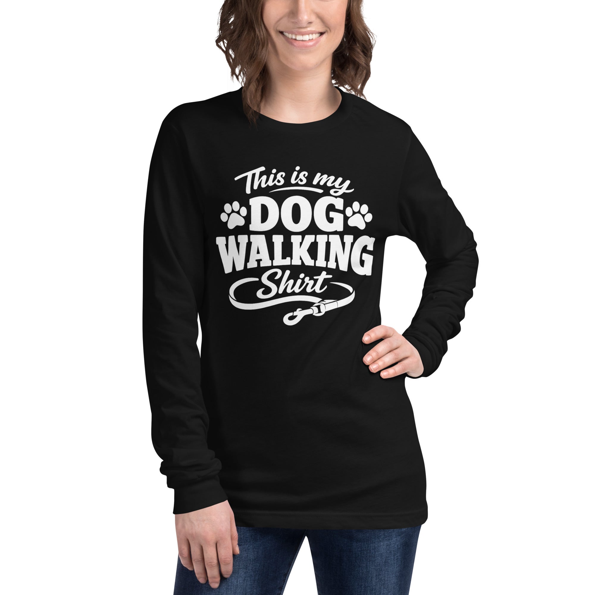 This Is My Dog Walking Shirt Funny Unisex Long Sleeve Tee For Dog Moms And Dog Walkers .