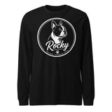 Personalized Dog Silhouette Long Sleeve Tee with Custom Name & Tagline . Black