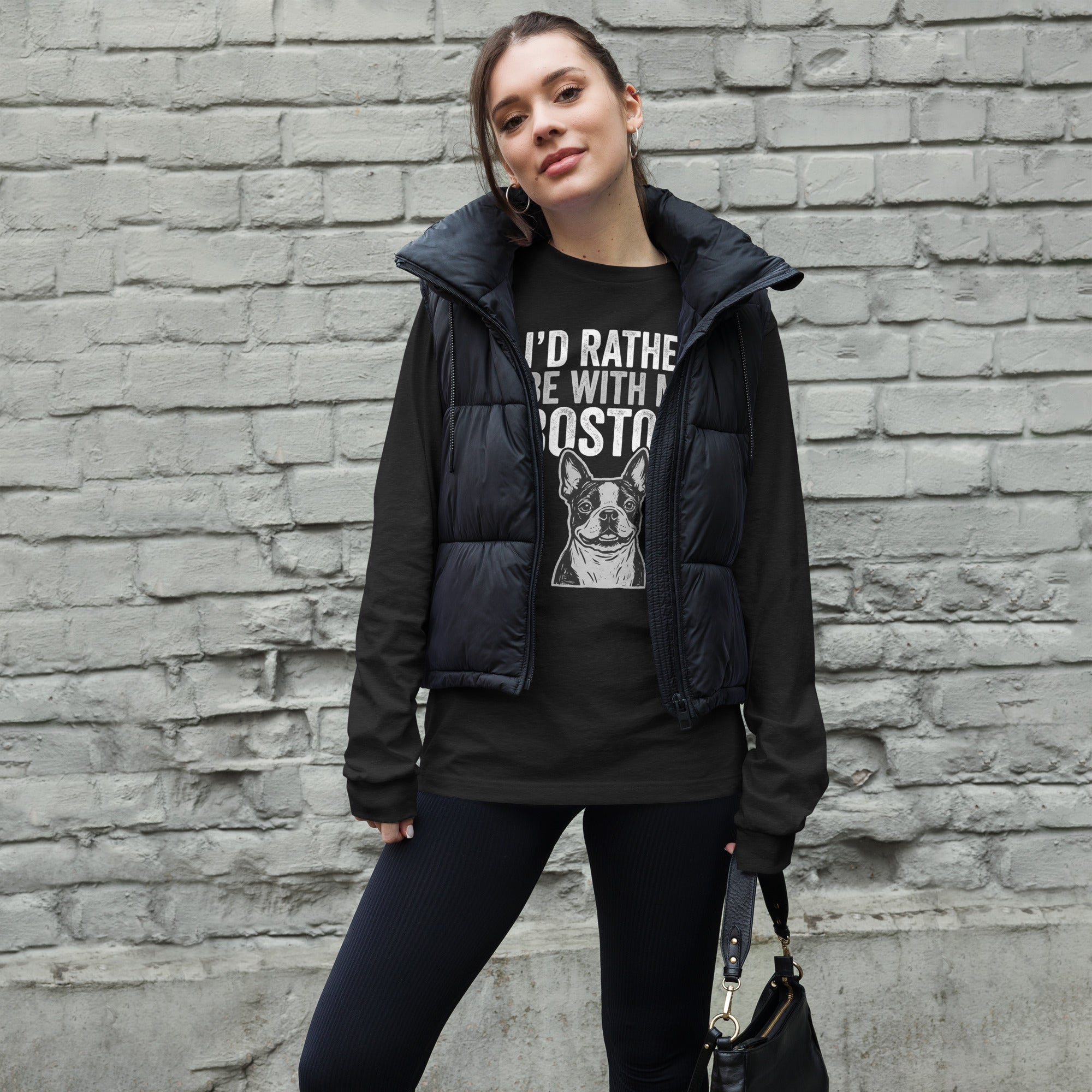 I'd Rather Be With My Boston Unisex Long Sleeve Tee .