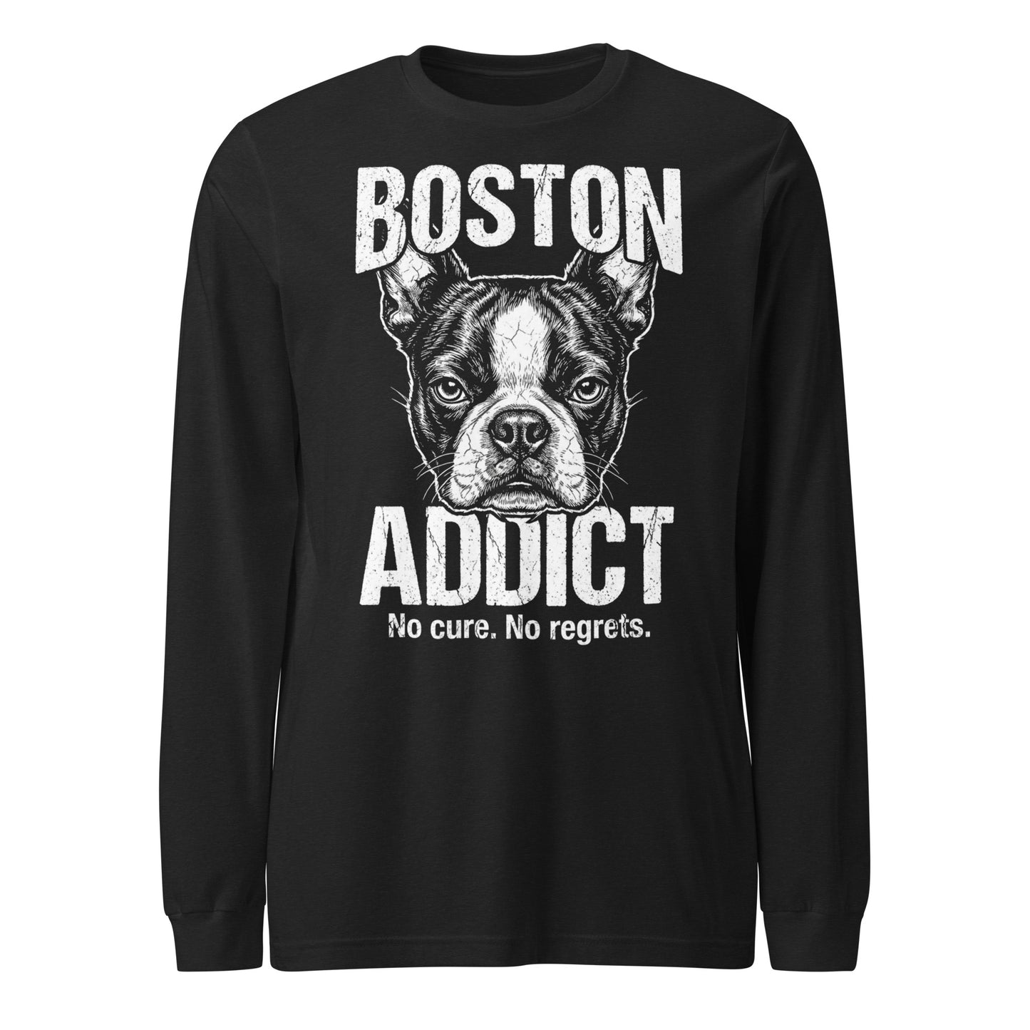 Boston Addict (No Cure. No Regrets.) Unisex Long Sleeve Tee . Black Heather