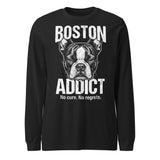 Boston Addict (No Cure. No Regrets.) Unisex Long Sleeve Tee . Black Heather