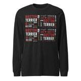 Boston Terrier Word Collage Unisex Long Sleeve Tee – Dog Lover Typography Art . Black Heather